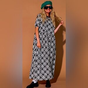 Never Too Much Oversized Dress in Black + White